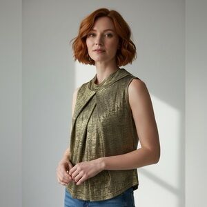 Bodybag By Jude - Metallic Sleeveless Drape Blouse